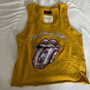 Cute Rolling Stones T-shirt, tank top gold yellow size XS